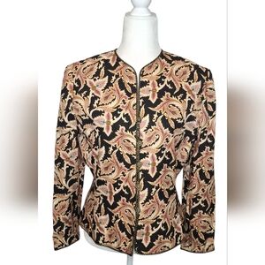 Adrianna Papell Women's 100% Silk Blazer Paisley Black/Pink Size 8